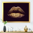 thumbnail image 3 of Designart 'Sexy Golden Metallized Woman Lips II' Modern Framed Art Print, 3 of 4