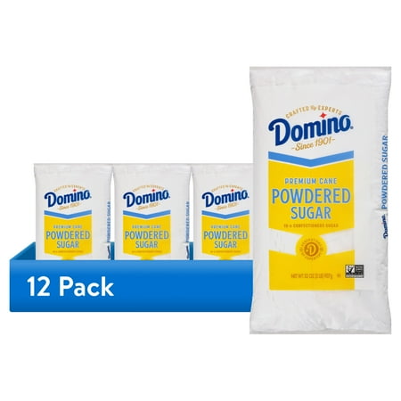 (12 pack) Domino Confectioners Sugar Pure Cane 10-x Powdered 2lb (907g) Plastic Bag