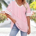 thumbnail image 3 of Dvprdro Plus Size V Neck Short Sleeve T Shirts Loose Fit Floral Casual Summer Tops, 3 of 6