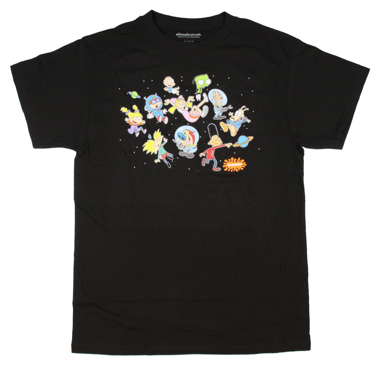 Nickelodeon Men's Classic 90s Cartoon Characters In Space Adult T-Shirt  (LG) 
