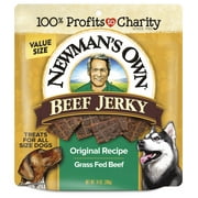 Newman's Own Original Recipe Grass Fed Beef Jerky Treats for Dogs, 14oz Re-Sealable Bag