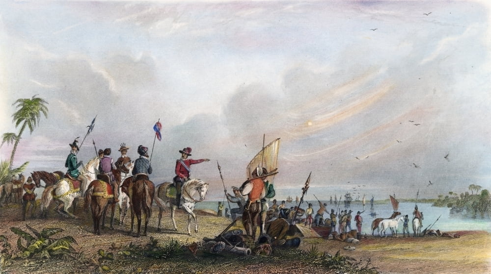 De Soto Florida 1539 Nspanish Explorer Hernando De Soto At Tampa Bay