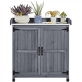 thumbnail image 2 of Yaheetech Outdoor Garden Potting Bench Table with Cabinet, Gray, 2 of 9