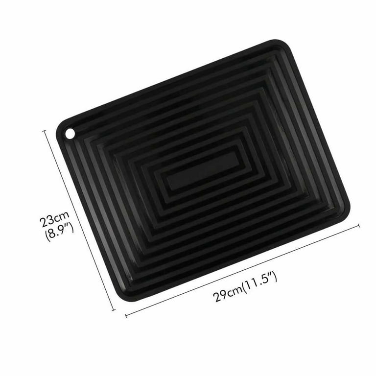 2 Pack, Silicone Trivet Mats/Hot Pads,Pot Holder,9X12 Non Slip Flexible  Durable Heat Resistant Pot Coaster Kitchen Table Mats (Black)