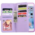 thumbnail image 2 of Wallet Case for iPhone SE(5G) 2022 iPhone 7 iPhone 8 iPhone SE 2020, Magnetic Handbag Zipper Pocket PU Leather Flip with 9 Card Slots and Wrist Strap Folio TPU Inner Stand Case - Purple, 2 of 14