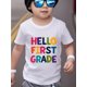 thumbnail image 1 of Boys' Quick-T-Shirt - Kids Shirt with "Hello First Grade" Print - Breathable Summer Top for Preschool, First of School - Machine Washable & Wrinkle- - Preschool Attire, Casual Kids Wear, 1 of 6
