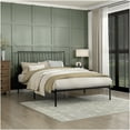 thumbnail image 5 of Queen Size Bed Frame with Angled Headboard, Metal Platform Bed with Slats, No Box Spring Needed, Modern Farmhouse Bedroom Furniture, 5 of 5