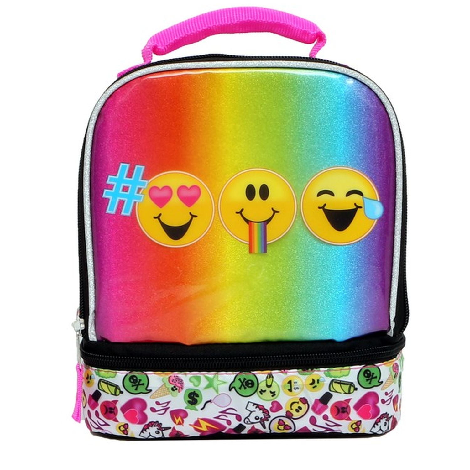 Emojination Emoji Smile Face Dual Compartment Insulated Lunch Bag