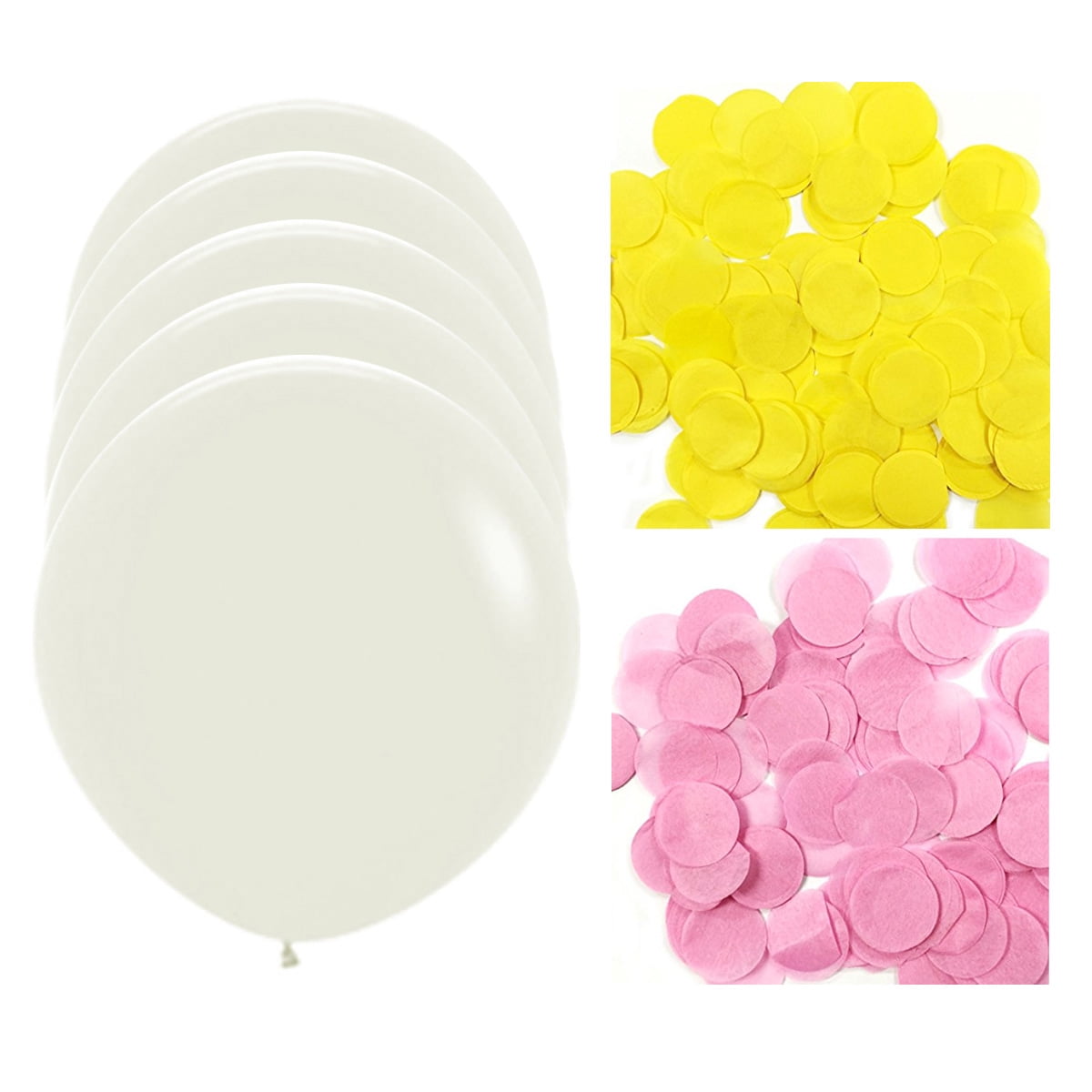 Set of 5 36" Confetti Balloon Jumbo Clear Latex Balloons with