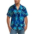 thumbnail image 2 of Men's Hawaiian Shirt Funky Blue Beach Printed Tropical Beach Shirt Casual Button Down Short Sleeve Floral Shirts Tops, 2 of 7