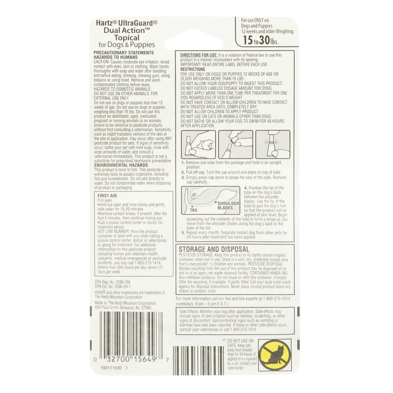 Hartz UltraGuard Dual Action Flea Tick Topical for Medium Dogs