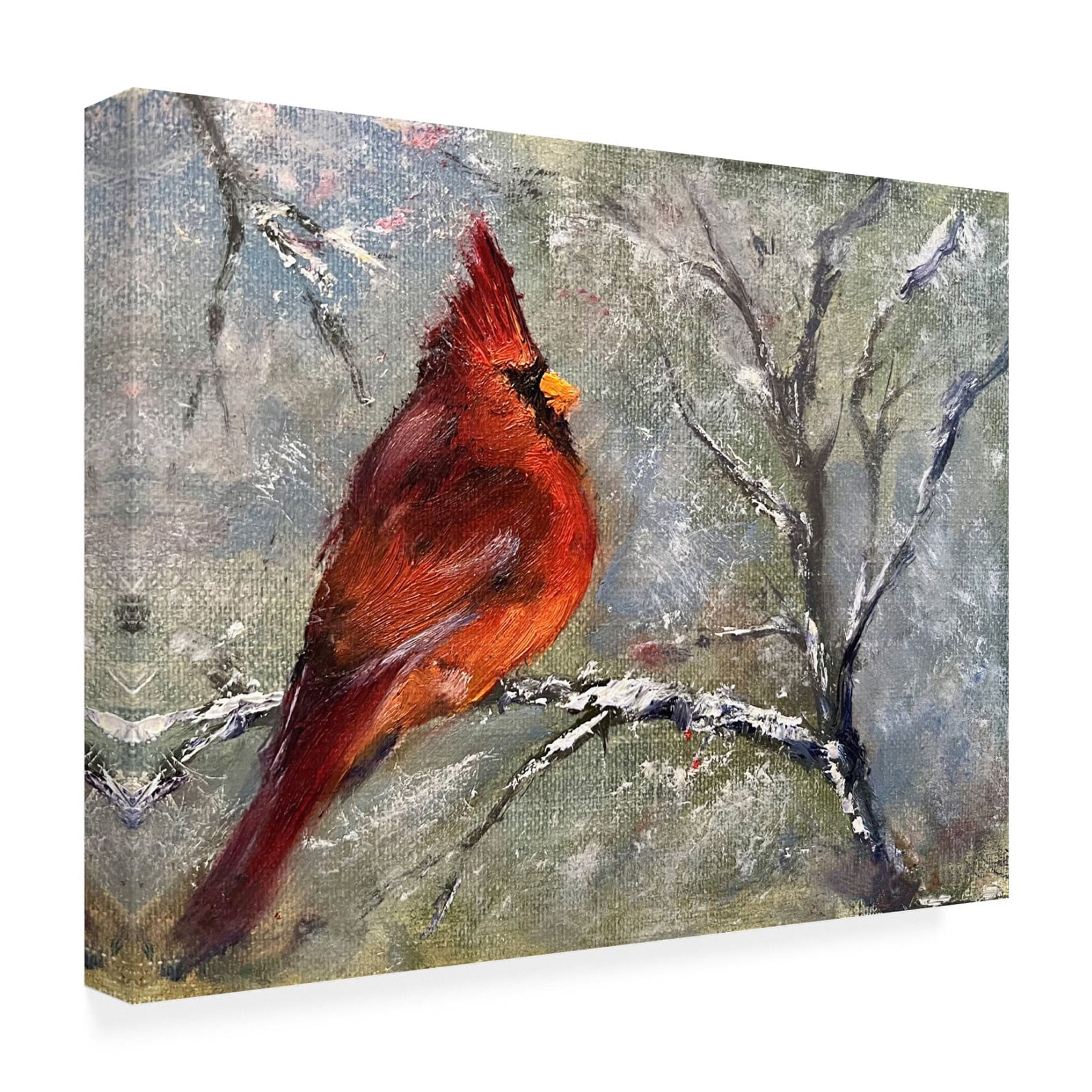 Trademark Fine Art Marilyn Wendling Cardinal in Snow II Canvas Wall Art