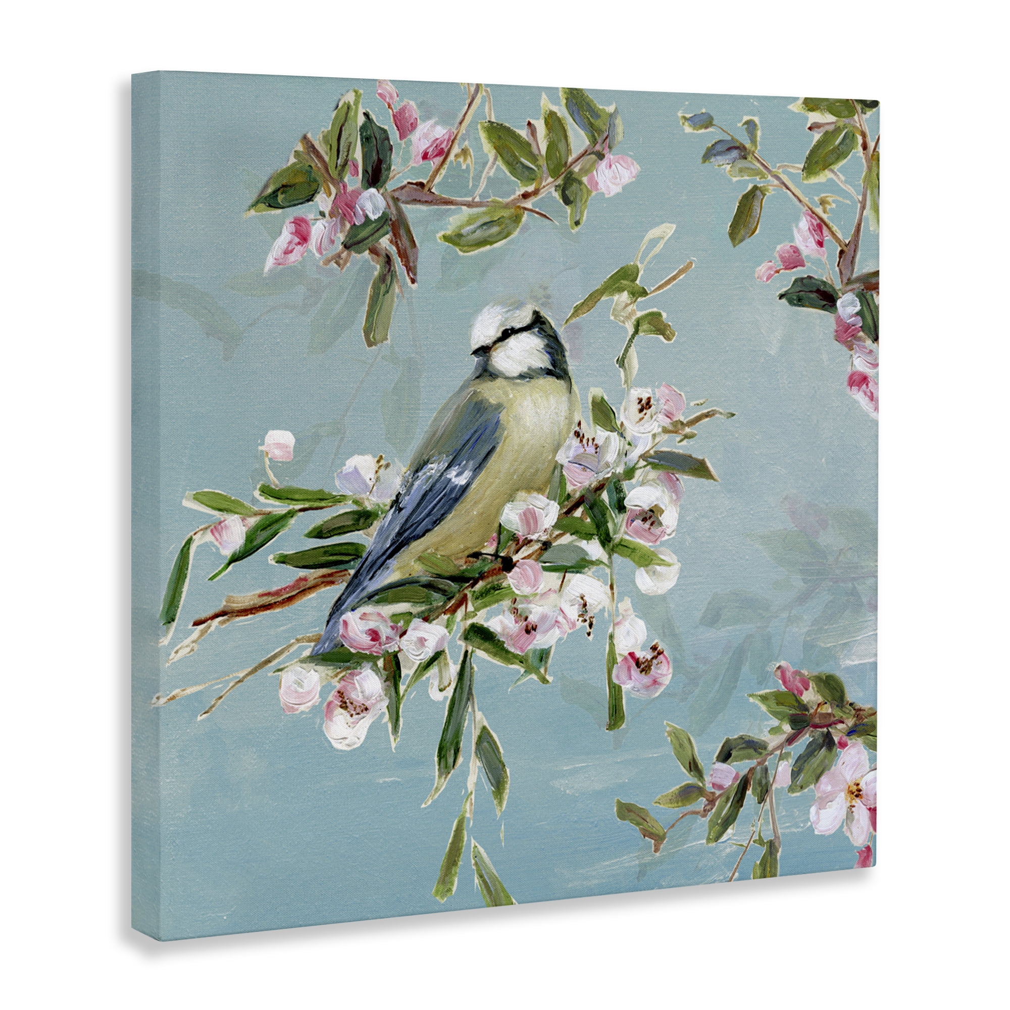 Stupell Industries Songbird Perched on Blooms Canvas Wall Art, design by Sally Swatland