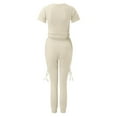 thumbnail image 4 of Women’s 2 Piece Outfits Bodycon Tracksuit Sports Suit Short Sleeve Crop Top With Skinny Long Pants Loungewear Workout Sets Wedding Pant Suits for Bride Pant Suits for Women Dressy Wedding Guest Long, 4 of 4