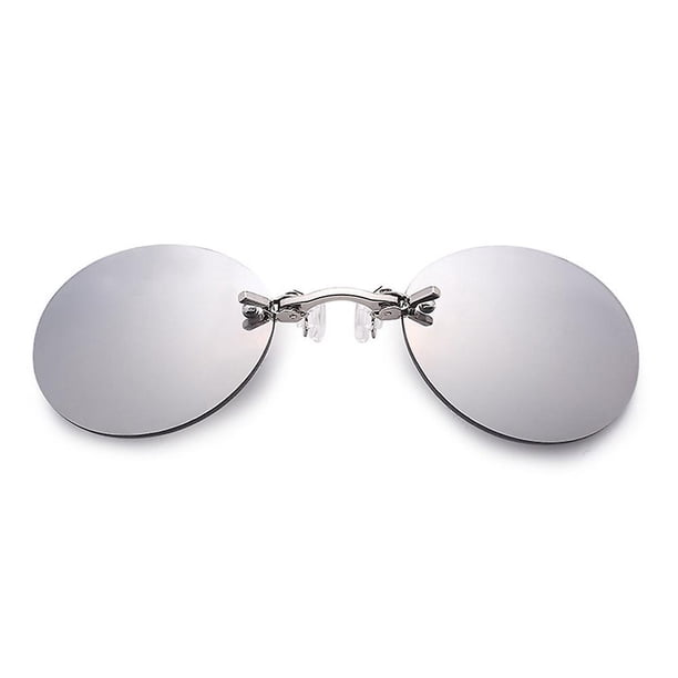 Men's Clip on nose glasses retro round sunglasses movie Matrix Morpheus ...