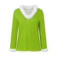thumbnail image 4 of TAmten Christmas Shirts for Women Trim V Neck T-Shirt Xmas Print Long Sleeve Holiday Pullover Tee Tops(Green,M), 4 of 5