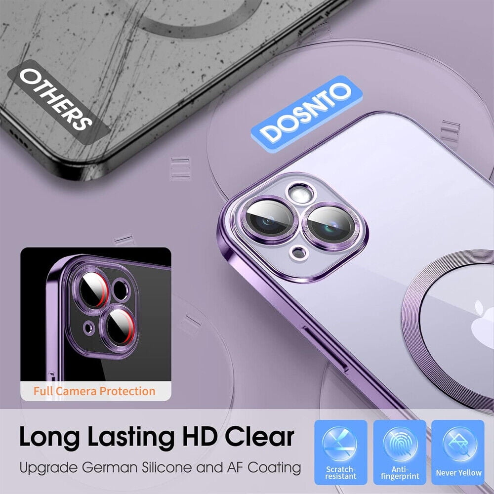 ESR Coque de téléphone magnétique pour iPhone 15 Pro, série classique, compatible avec MagSafe, protection de qualité militaire, anti-jaunissement, dos anti-rayures, bleu foncé transparent