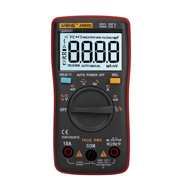 ANENG AN8002 6000 Counts True RMS Multifunctional Digital Multimeter Voltmeter Ammeter Handheld Mini Universal Meter High Accuracy Measure Temperature AC/DC Voltage AC/DC Current Resistance Capacitanc