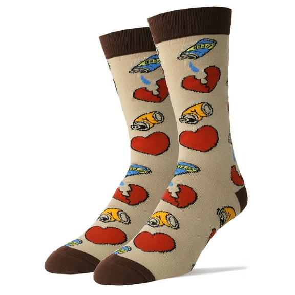 OoohYeah Men's Funny Colorful Crew Socks, Novelty Dress Cotton Socks, Drunk N Love, One Size