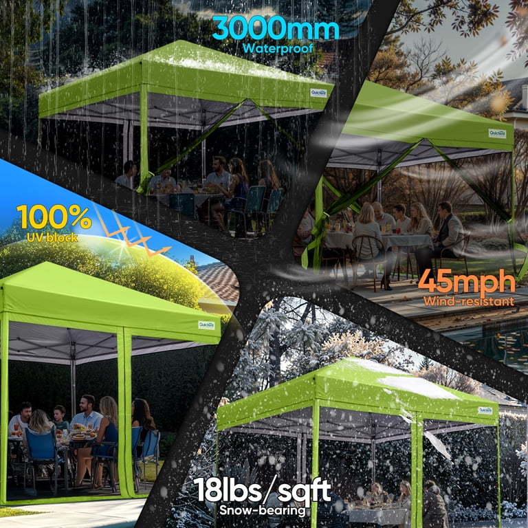Quictent 10x10' Instant Pop-up Canopy Tent, Outdoor Shelter, Green