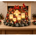 thumbnail image 6 of Cardinal Christmas Table Arrangement Flameless Candle Table Decor with Frosted Pine Branches Berries and Warm String Lights, 6 of 7