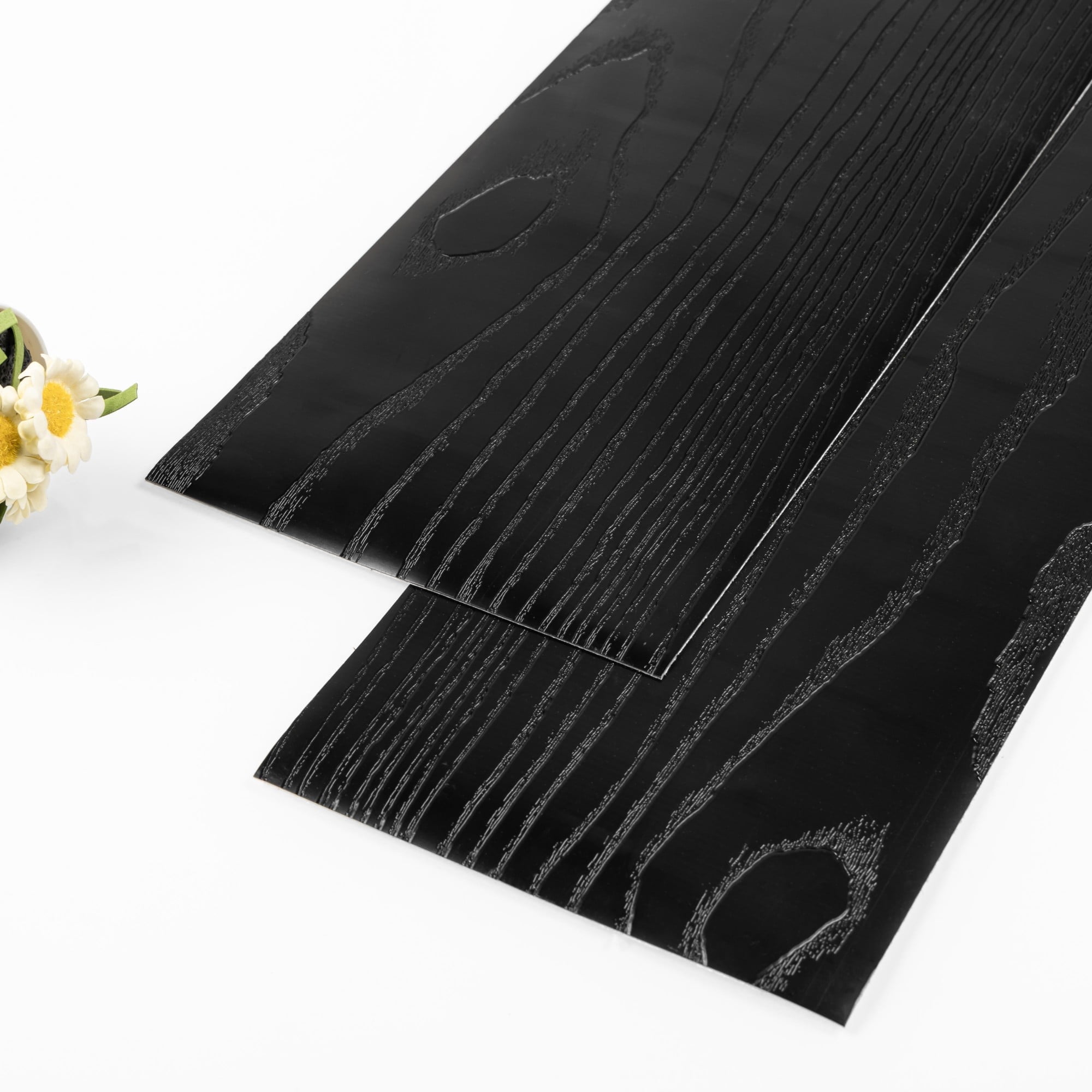 (4 pack) UMIGGEE Black Peel Stick Flooring 35-in x 5.7-in x 1.0mm 10-Pcs Vinyl Flooring Wood Grain Floor Tiles Easy to Install for Bathroom Kitchen Living Room Home Decor