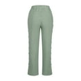 thumbnail image 4 of qolati Womens Casual Pants Straight Leg Stripe Print Side Button Down Beach Pants High Waist Lightweight Loose Palazzo Lounge Trousers with Pocket, 4 of 6