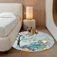thumbnail image 2 of Easter Round Area Rug 5Ft Washable Circle Rugs for Living Room Bedroom, Turquoise Truck Eggs Gnomes Rabbit Wooden Grain Non-Slip Carpet Floor Mats Indoor Outdoor Carpet Runner Aesthetic Home Decor, 2 of 8