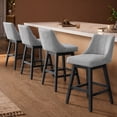 thumbnail image 5 of Swivel Counter Height Bar Stools, Set of 4, 27'' Modern Bar Stool with Curved Back and Solid Wood Legs, Bar Stools for Kitchen Island, Linen Fabric Grey, 5 of 7