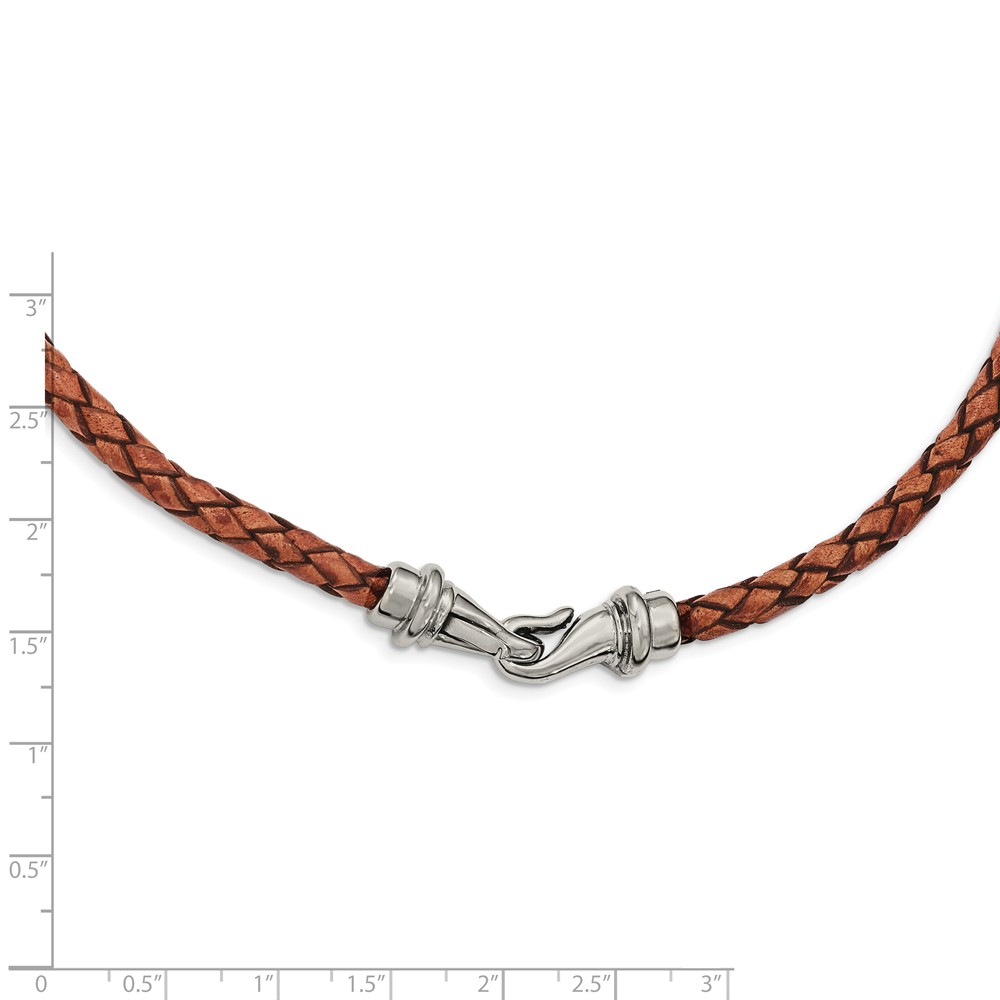 White Stainless Steel necklace Cord & Leather 19.5 in
