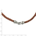 thumbnail image 4 of Stainless Steel Polished Woven Brown Leather 19.5in Necklace; 19.5 inch; Lobster (Fancy) Clasp; for Adults and Teens; for Women and Men, 4 of 4