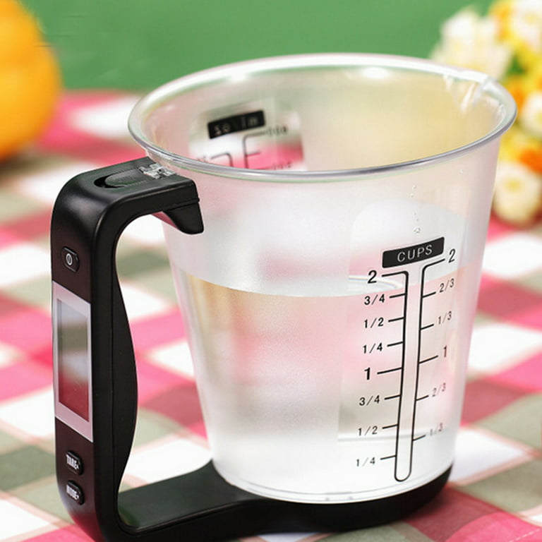 Tureclos Electronic Measuring Cup Multi-function Digital Measuring Jug Kitchen Weigh Milk Water Oil Volume Cup Scale, Size: 16, Black