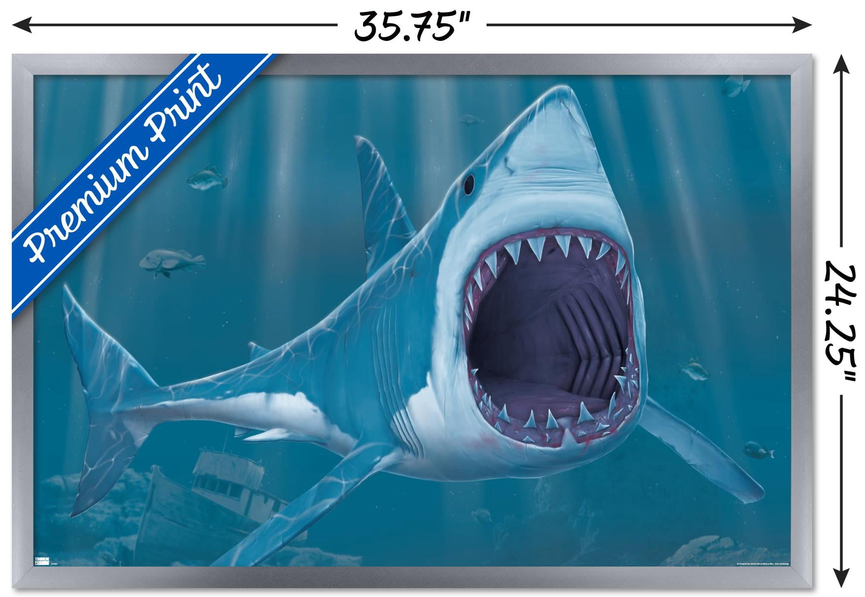 Vincent Hie - Shark Bite Wall Poster, 22.375" x 34", Framed