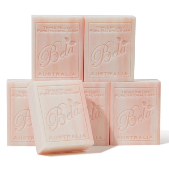BELA Romantic Gardenia Jabón 3.3 OZ Paquete de 6 Jabón de barra triple molido francés de larga duración con manteca de karité orgánica Barra de lavado para manos y cuerpo Hecho en Australia