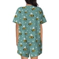 thumbnail image 4 of Womens Pajama Sets With Pocket, cute bees flowers Lounge Sets Short Sleeve Sleepwear PJ Sets for Women, 4 of 6