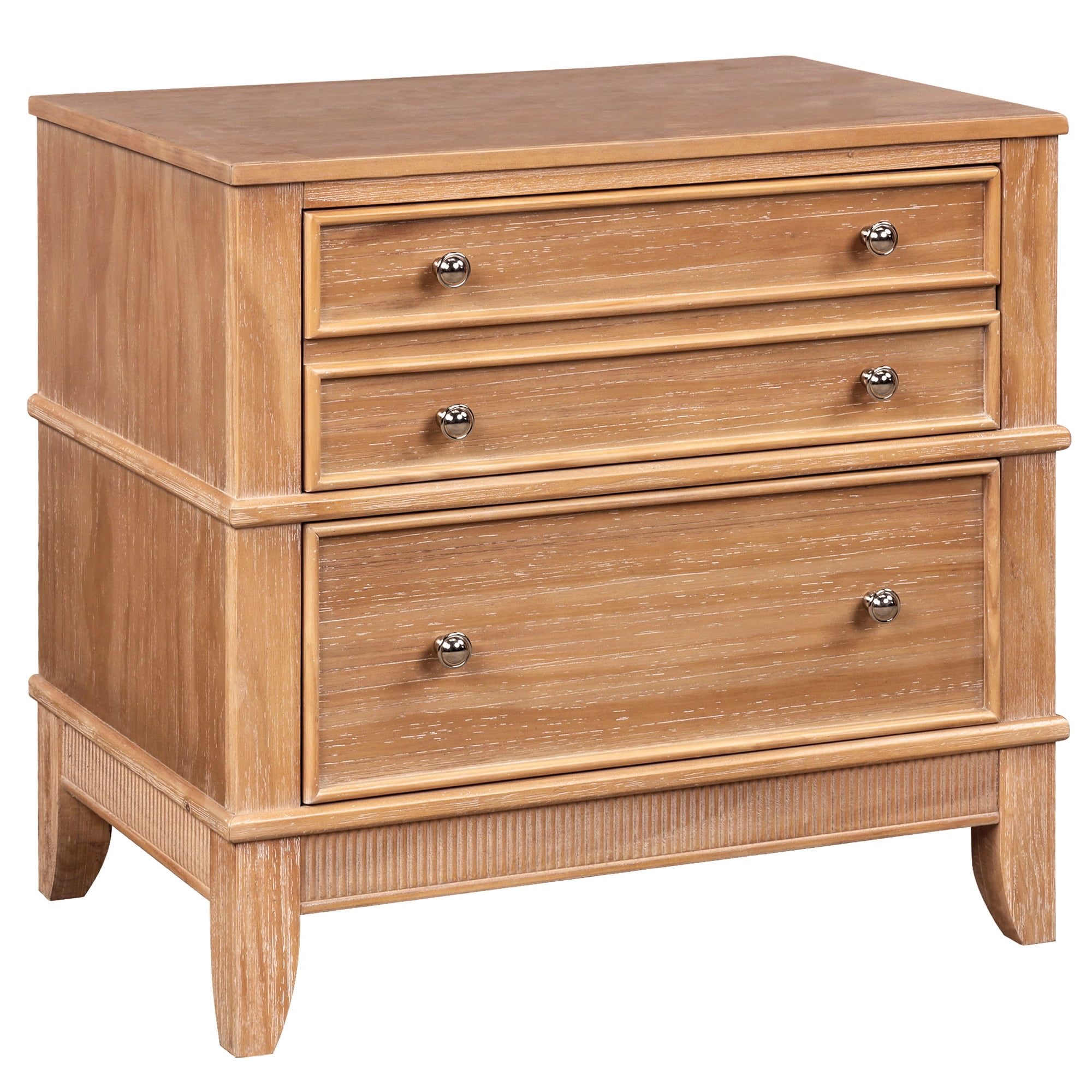 EUROCO  3-Drawer Side Table Nightstand for Bedroom, Living Room,  Hallway, Entryway,Silver Handle Finish