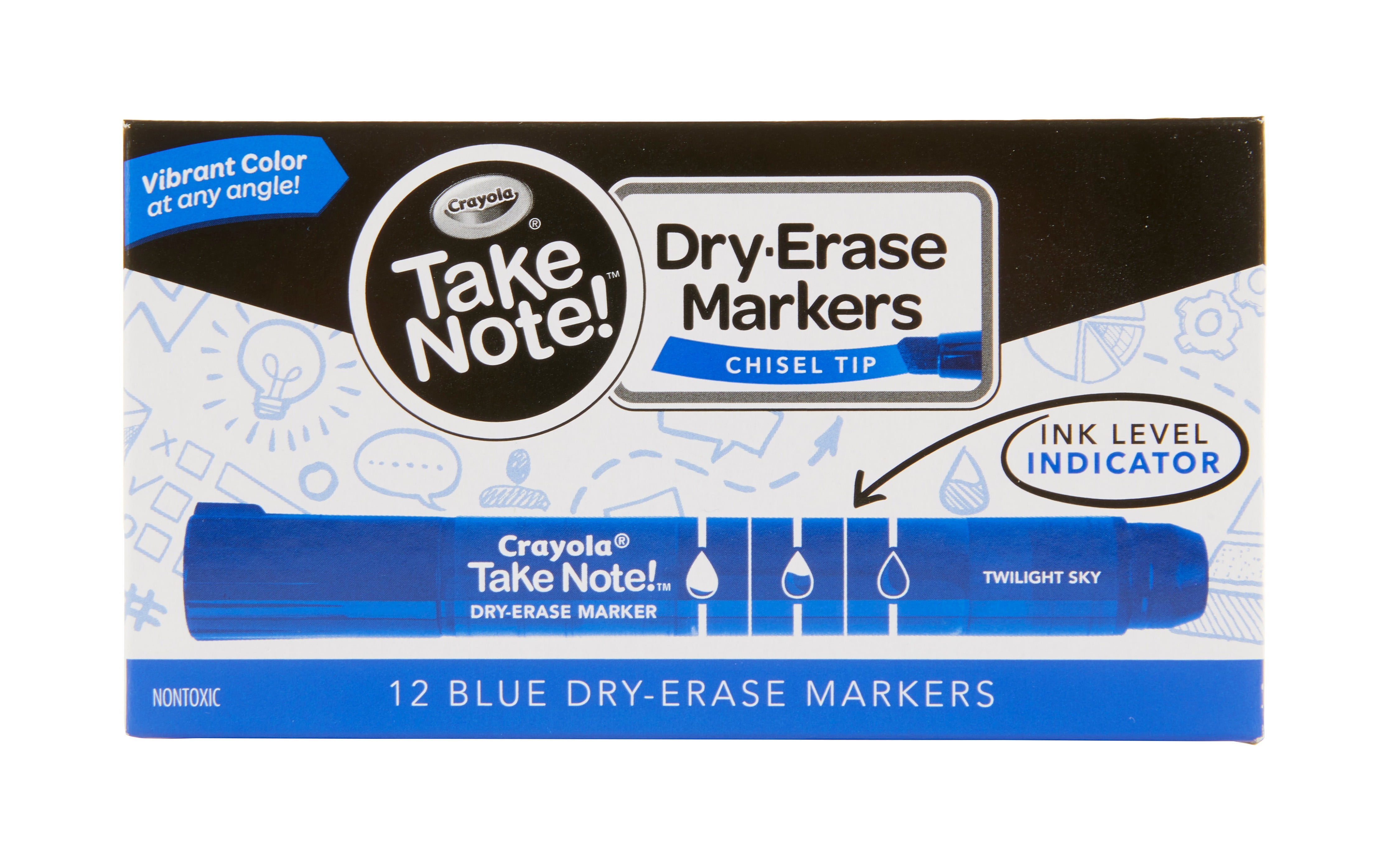 Crayola Take Note! Dry Erase Markers, Chisel Tip, Blue/Black, 2