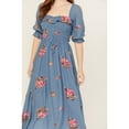 thumbnail image 3 of Wild Moss Women's Floral Embroidered Midi Dress Blue X-  US, 3 of 4