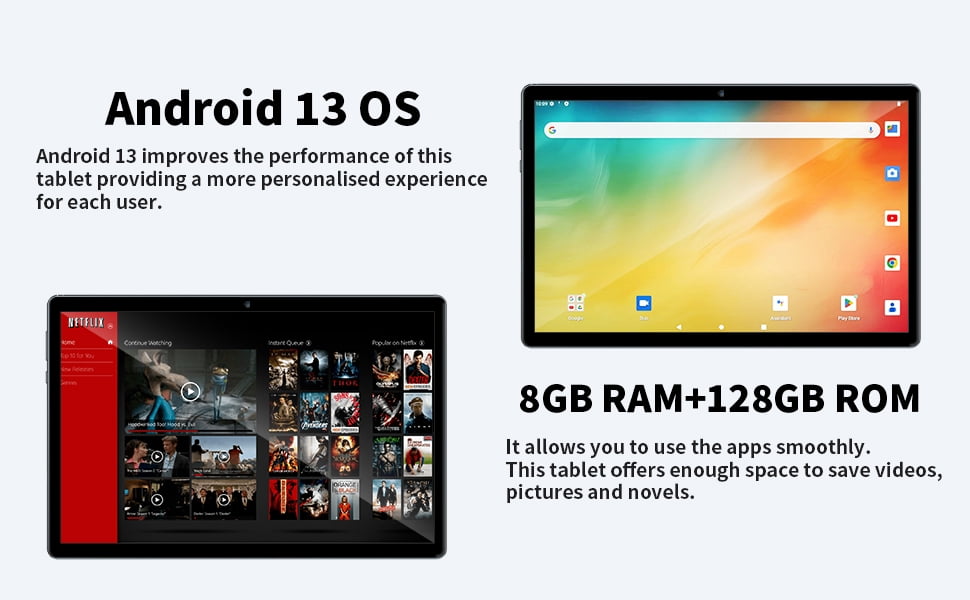 Android 14 Tablet 10.1 inch Tablets, 10GB RAM + 64GB ROM 1TB