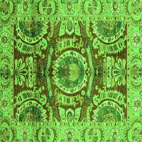 Ahgly Company Indoor Square Abstract Green Modern Area Rugs, 6' Square