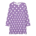 thumbnail image 2 of Light Purple And White Polka Dots Pattern Loose Dress Evening Dress Summer Dresses for Women Luxury Dress Long Sleeved Dress, 2 of 4
