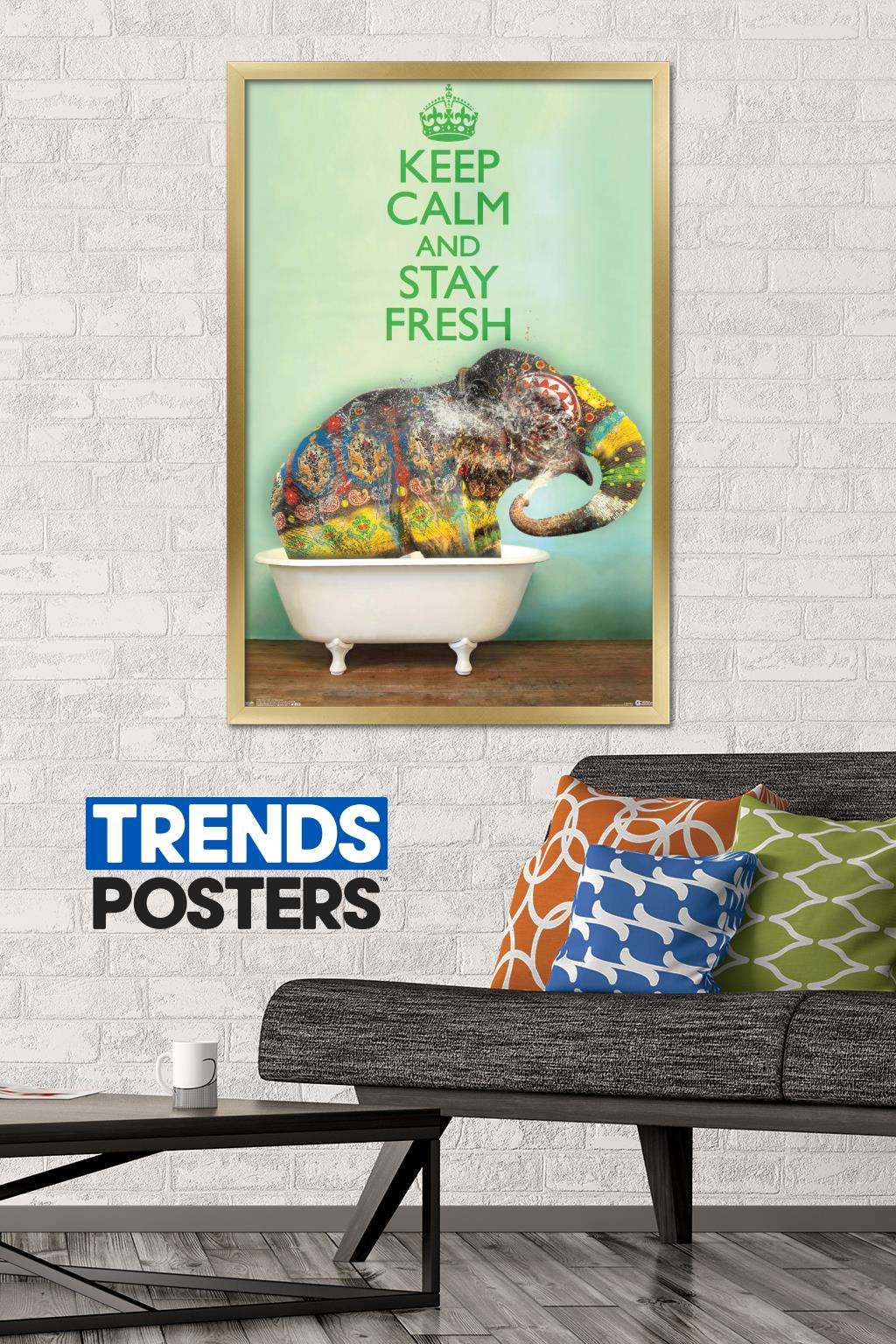 Keep Calm And Stay Fresh Wall Poster, 22.375" x 34", Framed