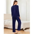 thumbnail image 3 of Ekouaer 2 Pack Women Pajama Long Sleeve Sleepwear Soft Loungewear Pjs Sets with Pockets -, 3 of 6