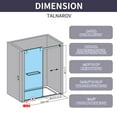 thumbnail image 3 of 56-60" W x 76" H Frameless Double Sliding Shower Door, Frameless Shower Door, Shower Glass Door with 5/16" (8mm) Clear SGCC Tempered Glass, Explosion-Proof Film A01 (Silver), 3 of 9