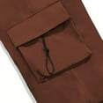 thumbnail image 5 of Gubotare Cargo Pants Men Big and Tall Men's Elastic Waist Drawstring Relaxed Fit Solid Cargo Pants (Brown,S), 5 of 7