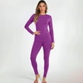 thumbnail image 2 of Women's Thermal Underwear Set, Thin Base Layer, Thermal Long-Sleeved Top and Pants, Lightweight Warm Clothing for Cold Seasons and Layering,Purple,2XL, 2 of 6