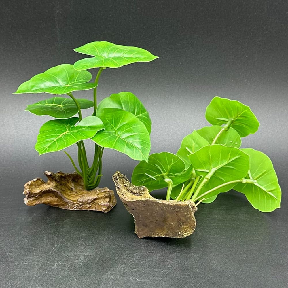 Pets Fish Tank Decor Aquarium Decorations Ornaments Betta Leaf pad Hammock 6inch Plastic Artificial Plant Goldfish Fish Hides Small Tank/Reptiles Plants Driftwood (Green-Type-A)