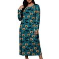 thumbnail image 2 of Stamzod Women's Halloween Nightgown Crew Neck Long Sleeve House Dress Casual Loose Print Plus Size Night Gowns M, 2 of 9