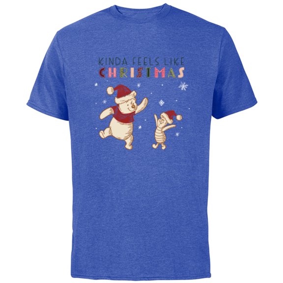 Disney Winnie the Pooh & Piglet Kinda Feels Like Christmas - Short Sleeve Cotton T-Shirt for Adults - Customized-Royal Heather