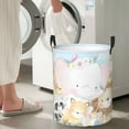 thumbnail image 6 of Uemuo Cute Animals Pattern Circular Laundry Hamper Basket with handles,Collapsible laundry basket,Large capacity laundry hamper,Laundry Organizer-, 6 of 8
